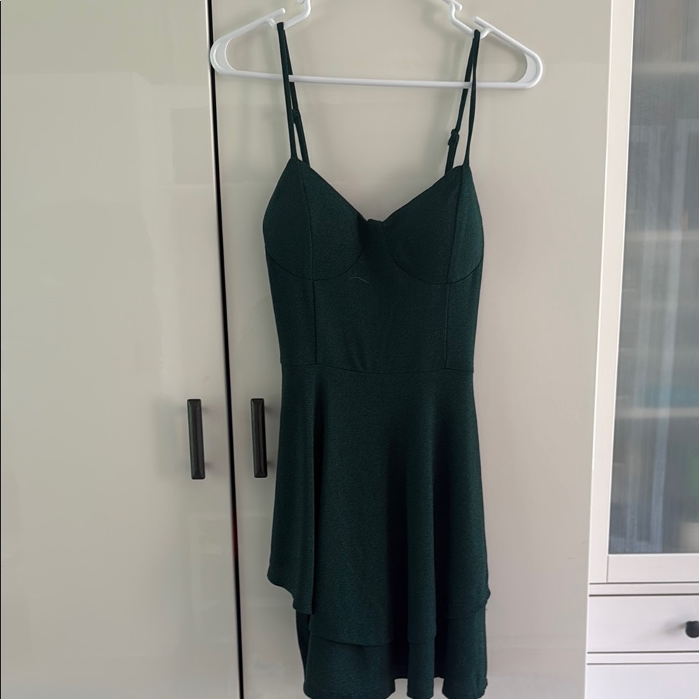 Lily Rose Green Spaghetti Strap Mini Sundress